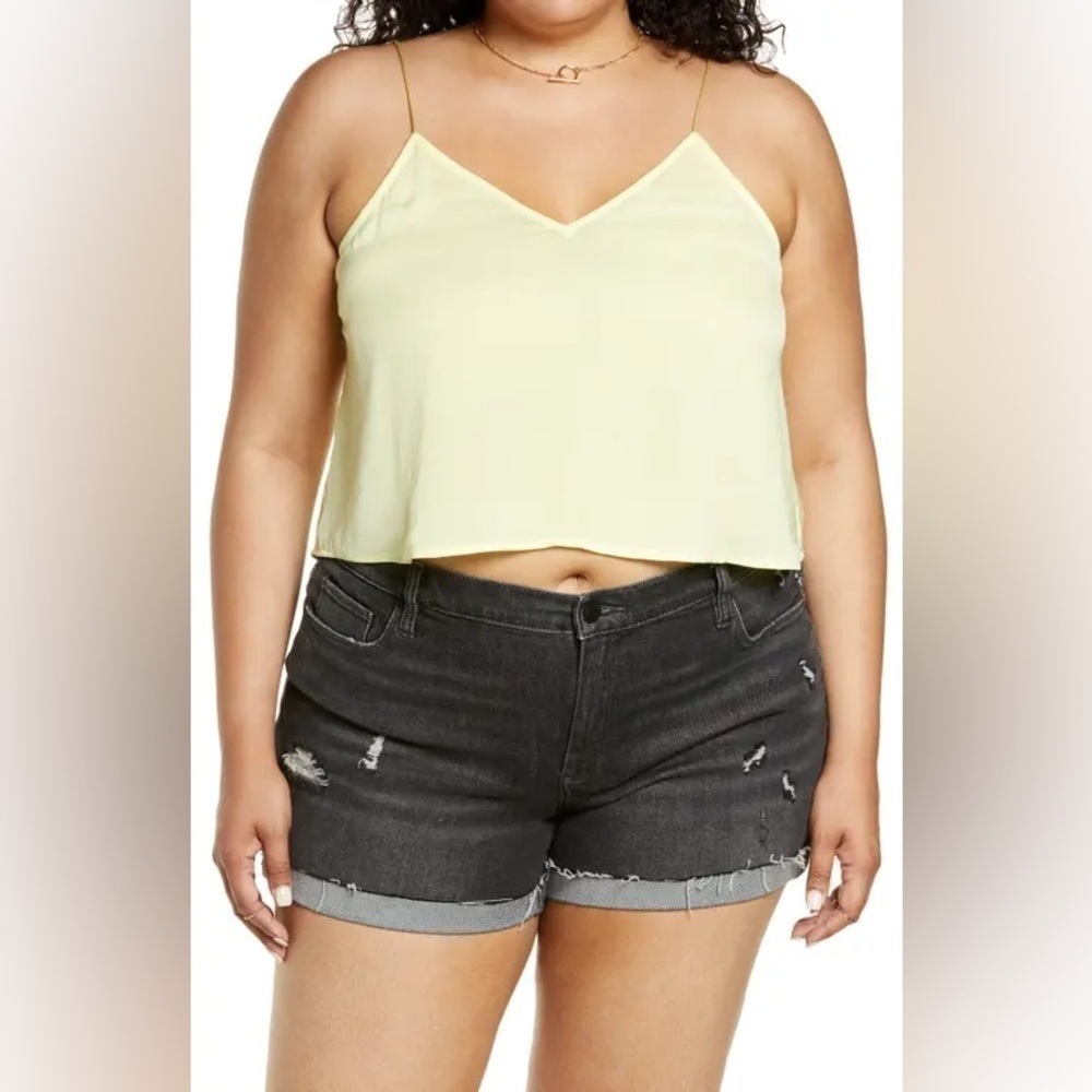 NWT BP. Crop Satin Camisole Women's in Yellow Lemonade Spaghetti Strap